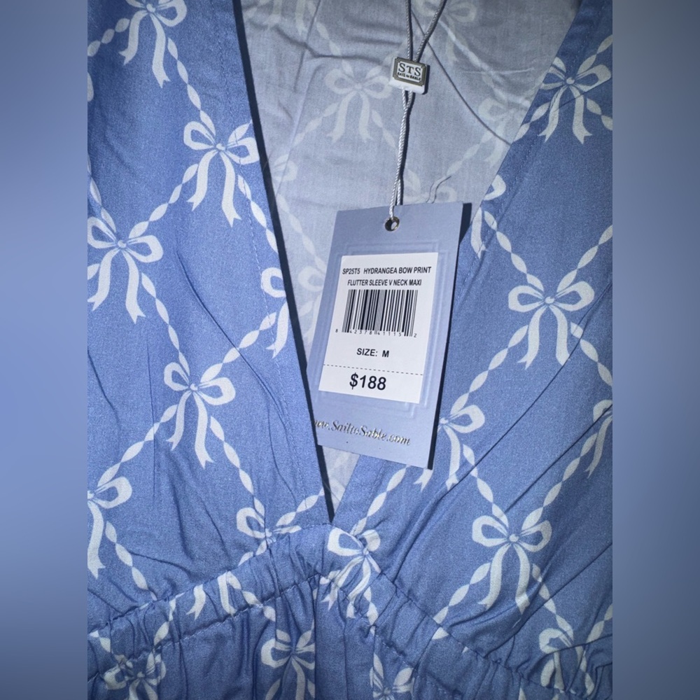 SAIL TO SABLE
Flutter Sleeve Bow Printed Maxi Dress size M - Picture 5 of 7